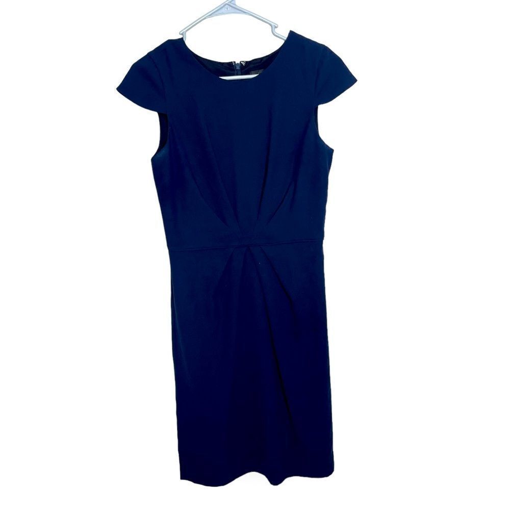 J. Crew 4 Tall Dark Navy Blue Pleated Dress in 365 Crepe